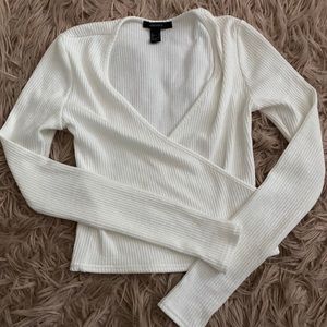 White Crop Top Low Cut